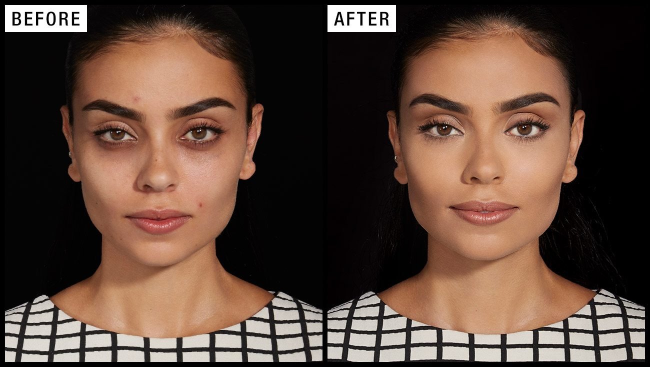 Maybelline Master Camo medium vóór na 